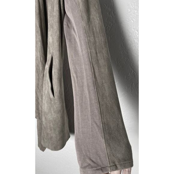 Blank NYC Women's Soft Faux Suede Drape Snap Moto Cardigan Jacket Waterfall Neck - Picture 9 of 14